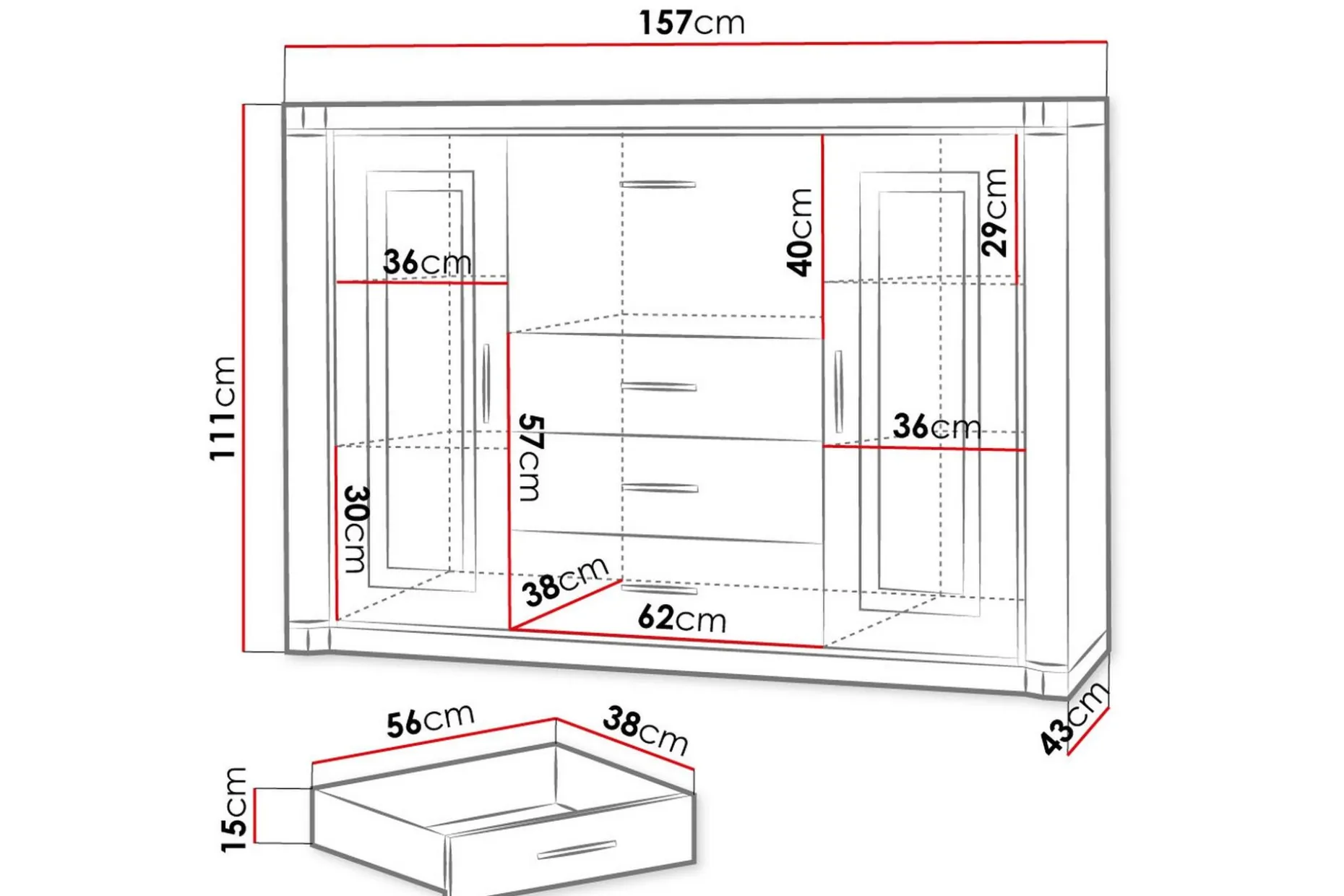 Dallas Skjenk 157x43,5x111 cm