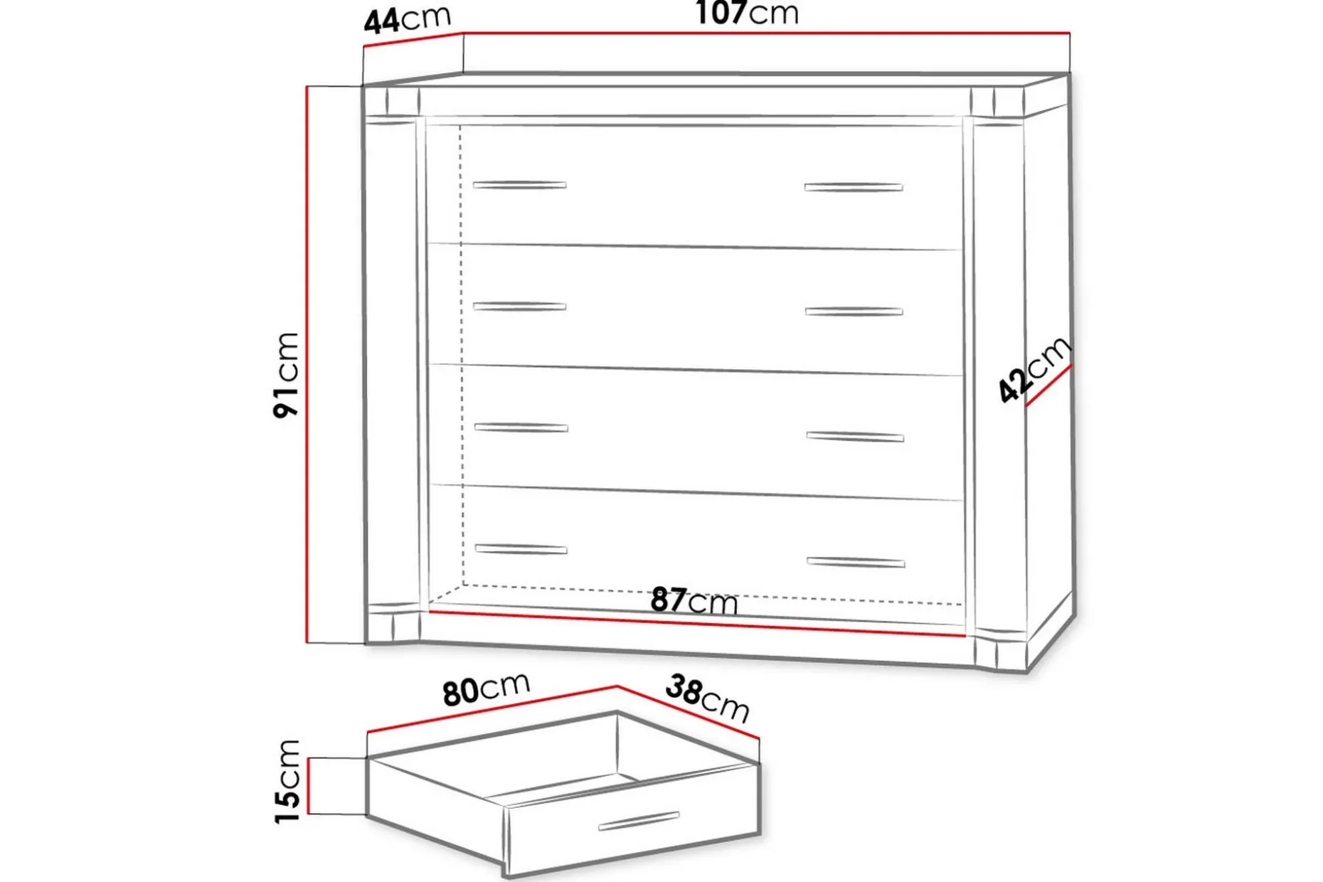 Dallas Skjenk 107x43,5x91 cm