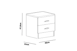 Decorotika Nattbord 40 cm med Oppbevaring 2 Skuffer