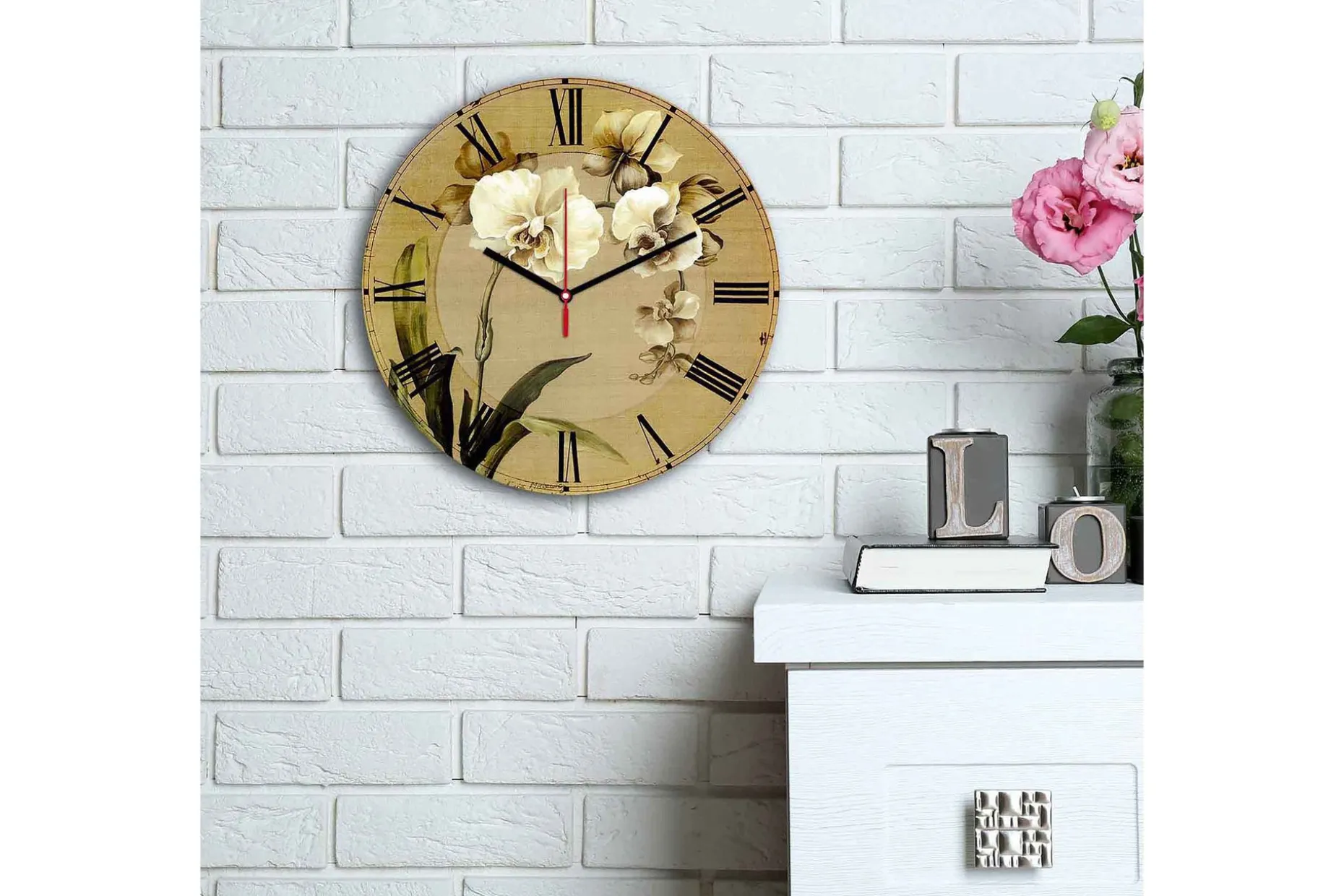 Dekorativ MDF Veggklokke 30 cm