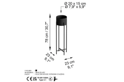 Dekorativ potte Mirven Svart 23 x 23 x 78 cm