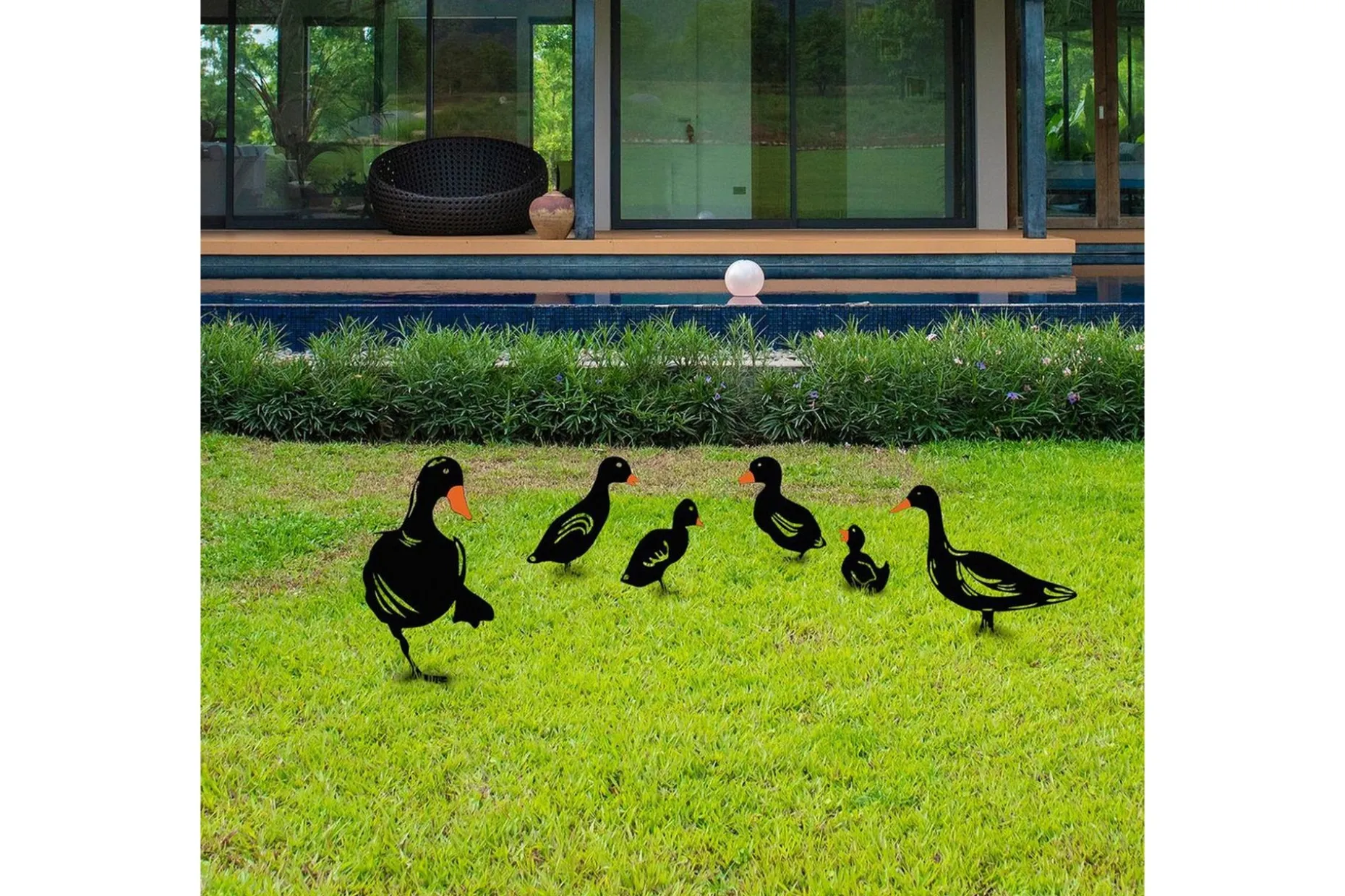 Dekorativt hage metalltilbehør sett Vaktler Svart