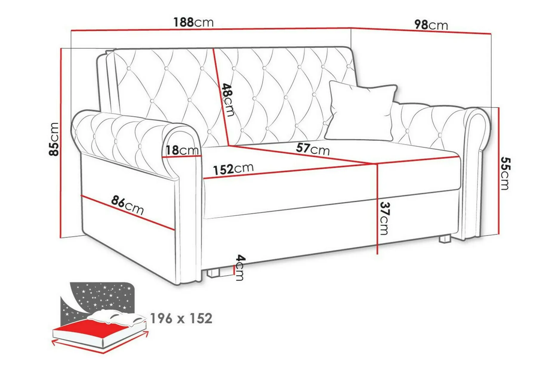Denegal 2-seters Sovesofa