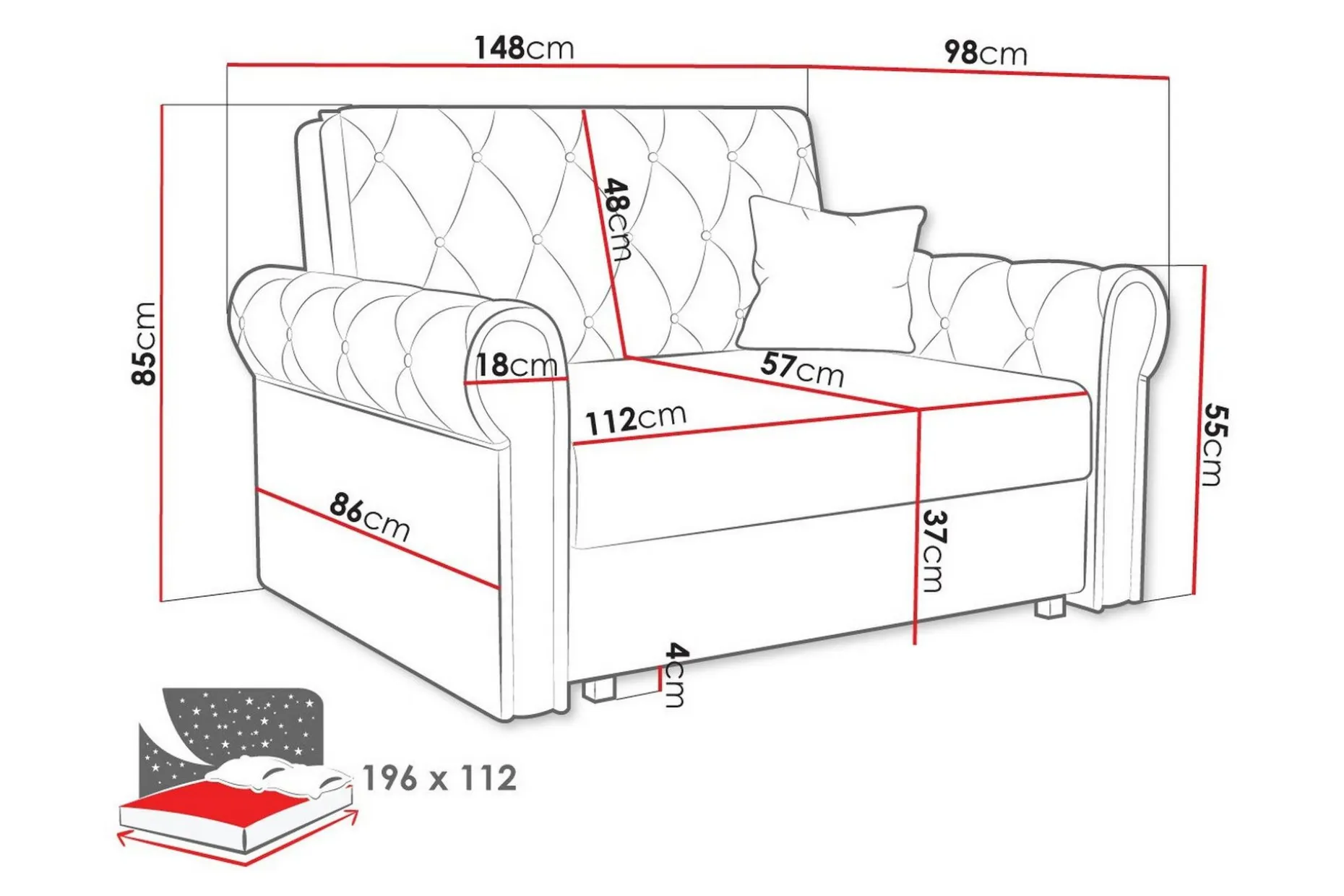 Denegal 2-seters Sovesofa