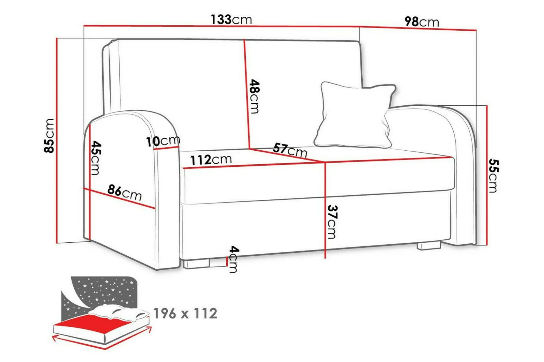 Denegal 2-sits Bäddsoffa Ljusgrå