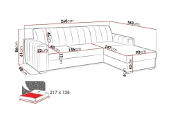 Denegal 3-sits Hörnbäddsoffa Black