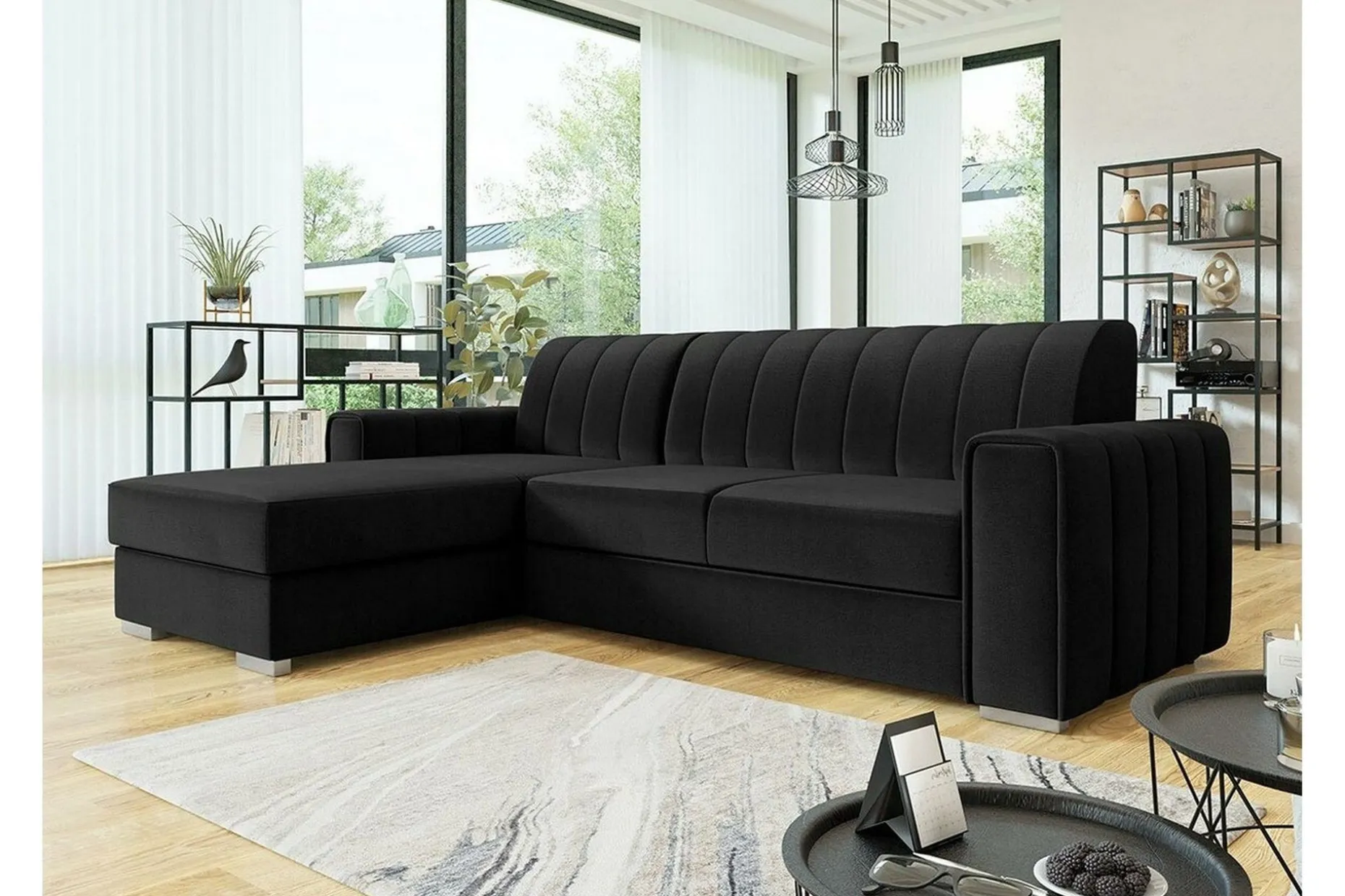 Denegal 3-sits Hörnbäddsoffa Black