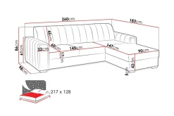 Denegal 3-sits Hörnbäddsoffa Black