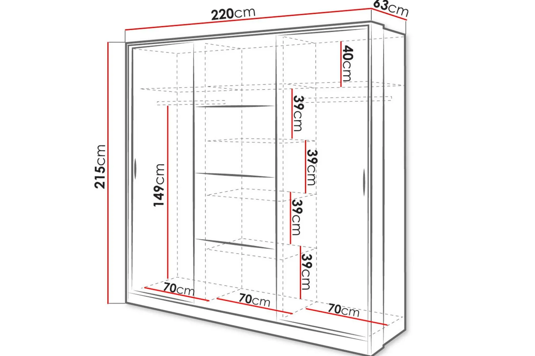 Dentro Garderobe 220x63x215 cm