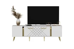 Detas TV-benk 150x35 cm Hvit/Gull