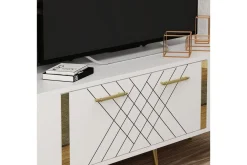 Detas TV-benk 150x35 cm Hvit/Gull