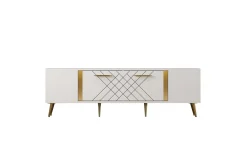 Detas TV-benk 150x35 cm Hvit/Gull