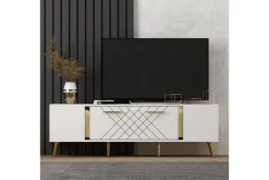 Detas TV-benk 150x35 cm Hvit/Gull
