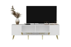 Detas TV-benk 150x35 cm Hvit/Gull