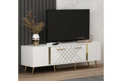 Detas TV-benk 150x35 cm Hvit/Gull
