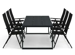 Devon utendørs spisegruppe 210x100 cm med 6 Sanna regulerbare stoler
