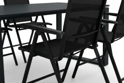 Devon utendørs spisegruppe 210x100 cm med 6 Sanna regulerbare stoler