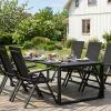 Devon utendørs spisegruppe 210x100 cm med 6 Monaco Light regulerbare stoler