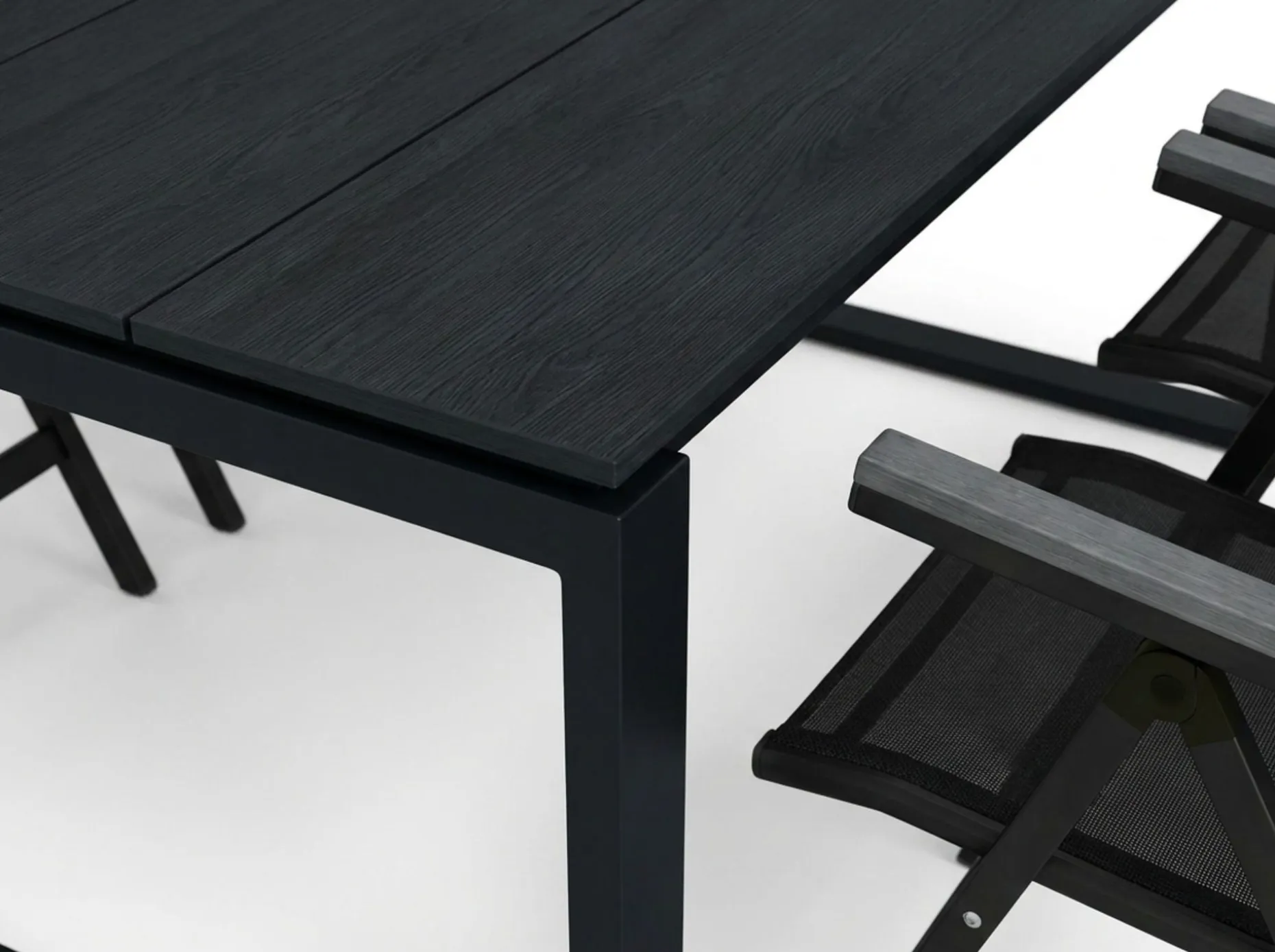 Devon utendørs spisegruppe 210x100 cm med 6 Monaco Light regulerbare stoler