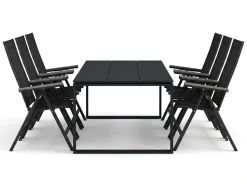 Devon utendørs spisegruppe 210x100 cm med 6 Monaco Light regulerbare stoler