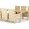 Devon utendørs spisegruppe 210x100 cm med 6 Thor-stoler med armlener