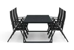 Devon utendørs spisegruppe 210x100 cm med 6 regulerbare stoler