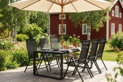 Devon utendørs spisegruppe 210x100 cm med 6 regulerbare stoler