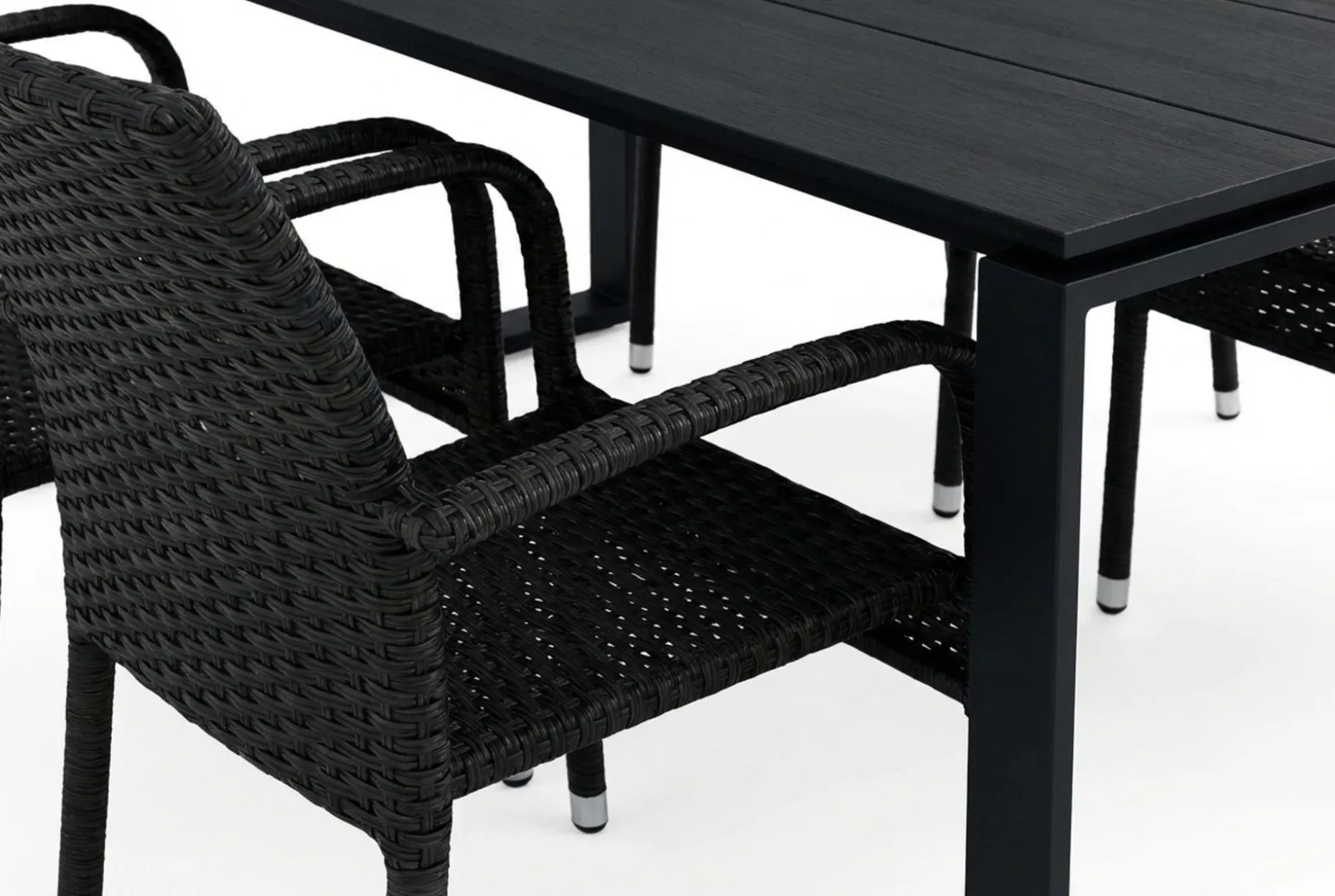 Devon utendørs spisegruppe 210x100 cm med 6 Thor Light utestoler med armlener