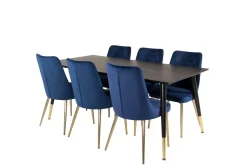 Dipp Spisegruppe 180 cm Rektangulær med 6 Velvet Stoler