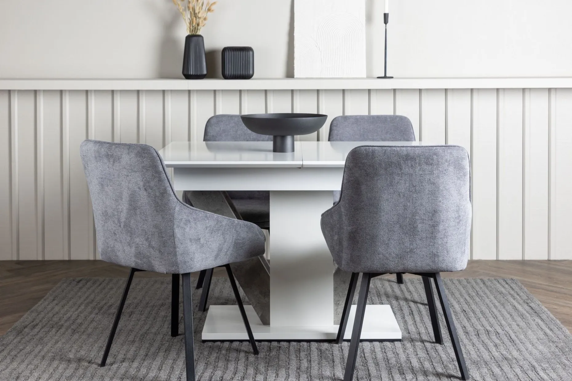 Disa Spisegruppe 120 cm Rektangulær med 4 Rosie Stoler