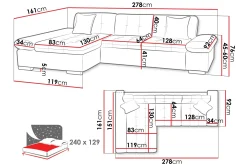 Djerra Sofa med Divan 3-seter