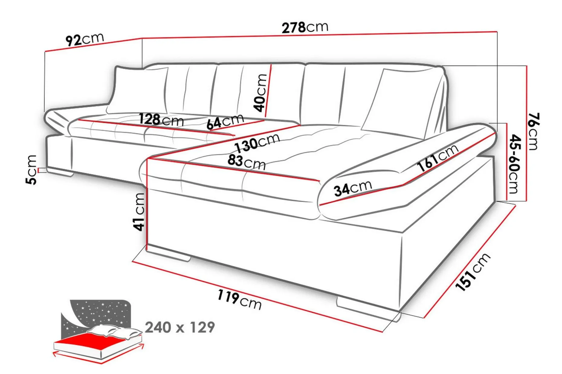 Djerra Sovesofa m. Divan L-formet