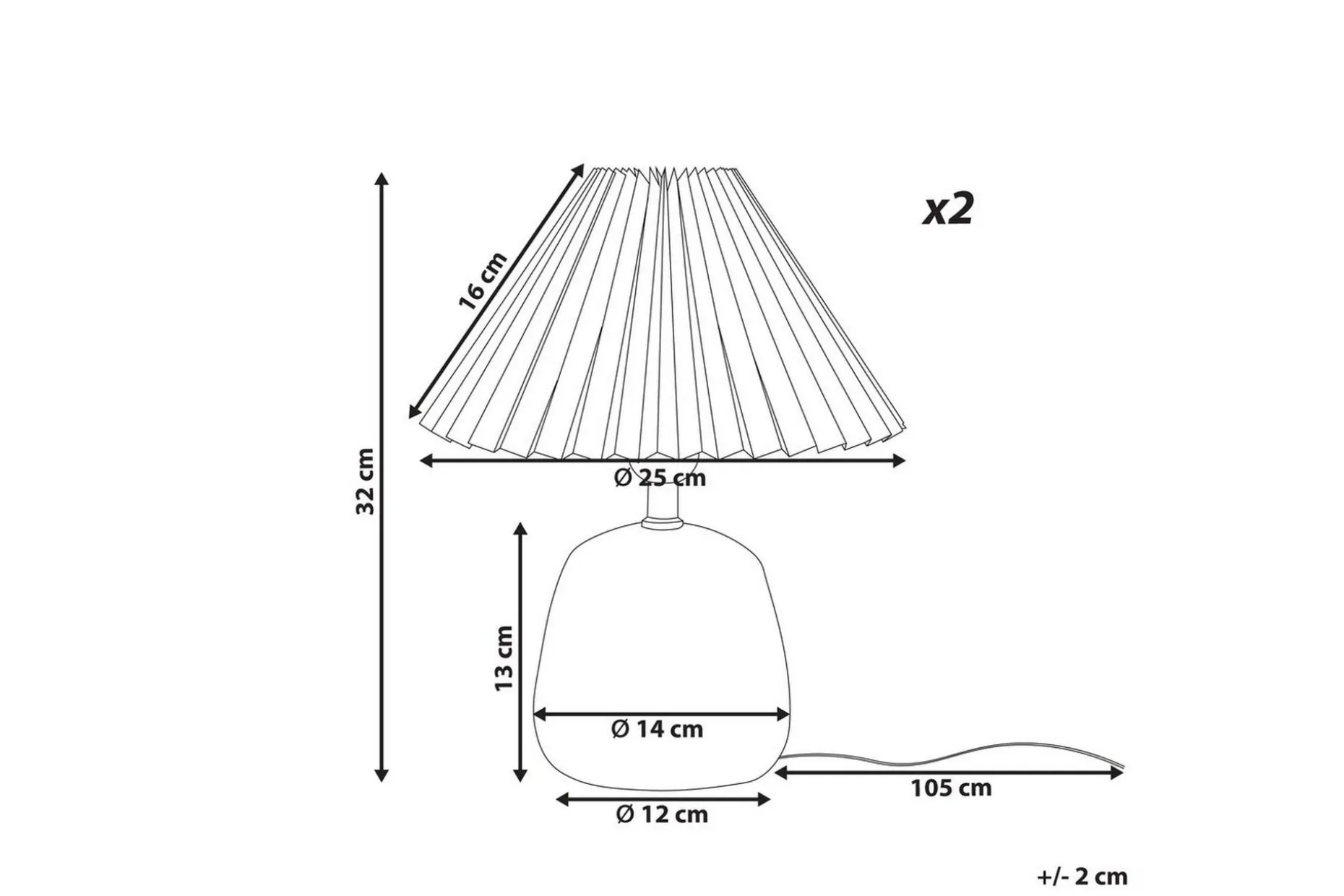 Dovgado Bordlampe 32 cm 2 stk E27