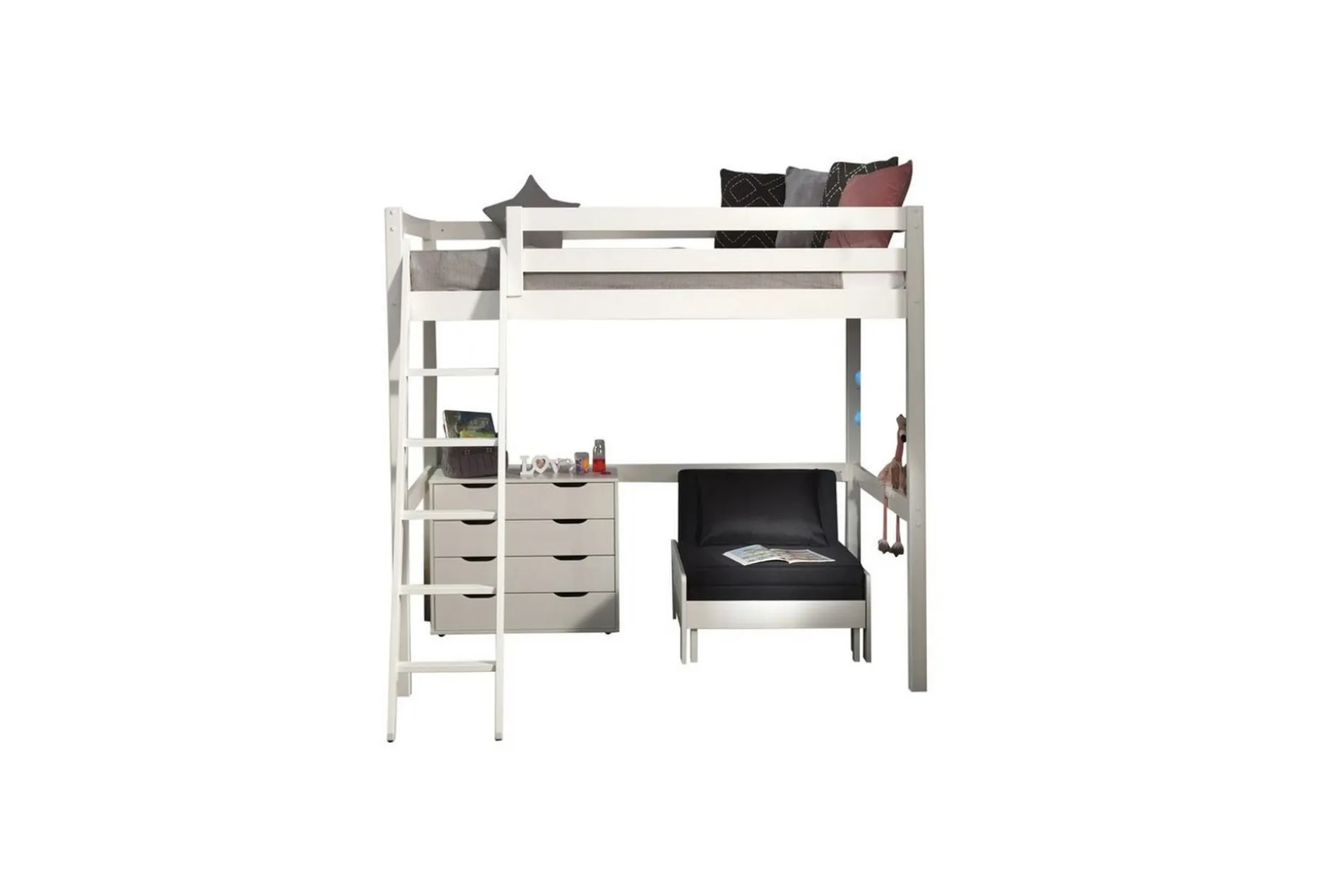 4 dørs kommode og sovesofa Pino Mezzanine 140 x 200 cm