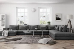 Dubai stor U-modulsofa Large med divan høyre fløyel ekstra dyp