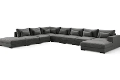 Dubai stor U-modulsofa Large med divan høyre fløyel ekstra dyp
