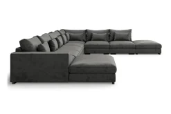 Dubai stor U-modulsofa med divan venstre fløyel 527 cm ekstra dyp