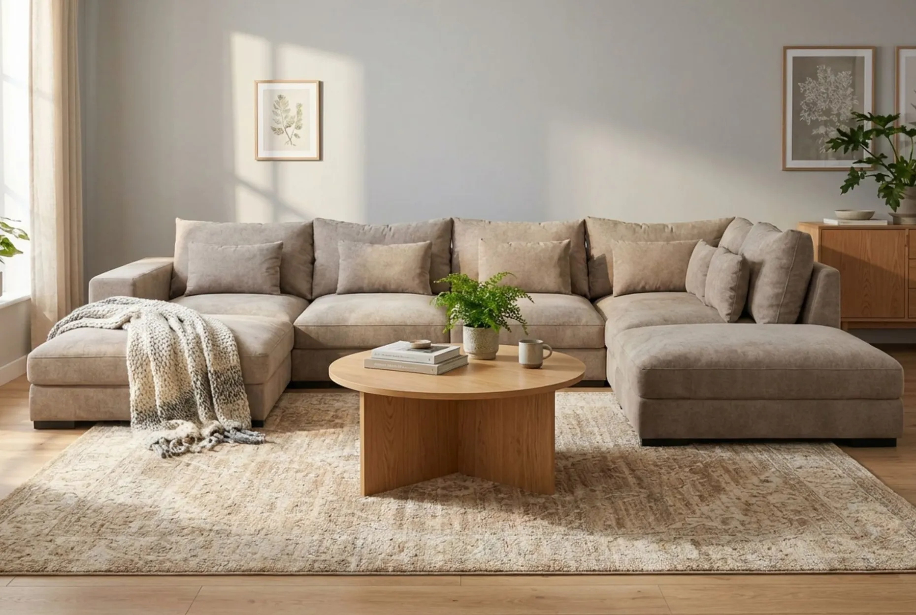 Dubai stor U-sofa modul med divan venstre ekstra dyp i Chenille