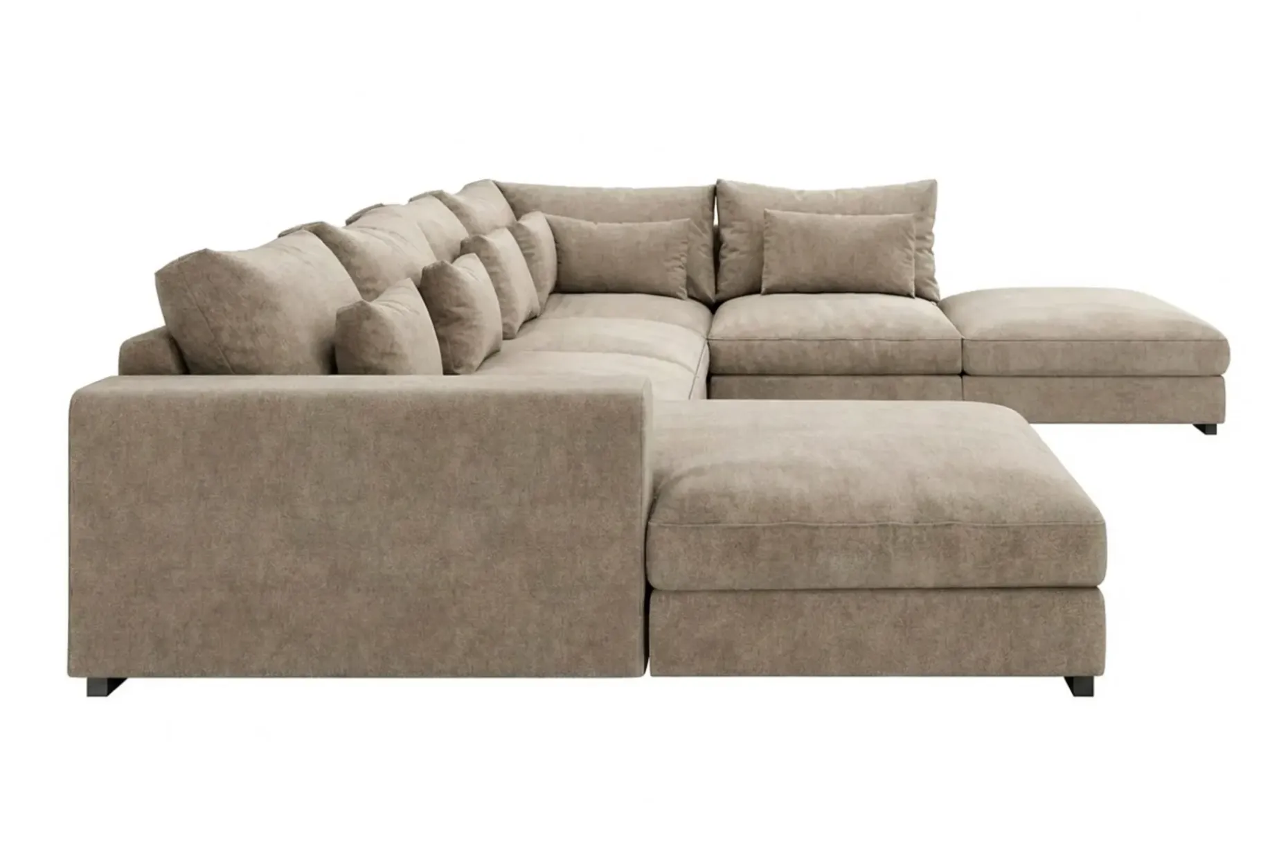 Dubai stor U-sofa modul med divan venstre ekstra dyp i Chenille