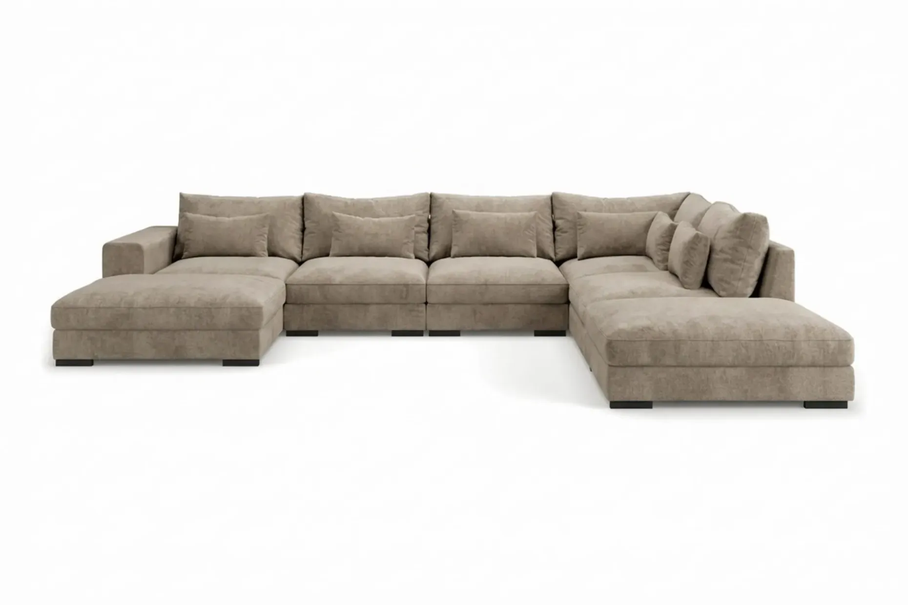 Dubai stor U-sofa modul med divan venstre ekstra dyp i Chenille