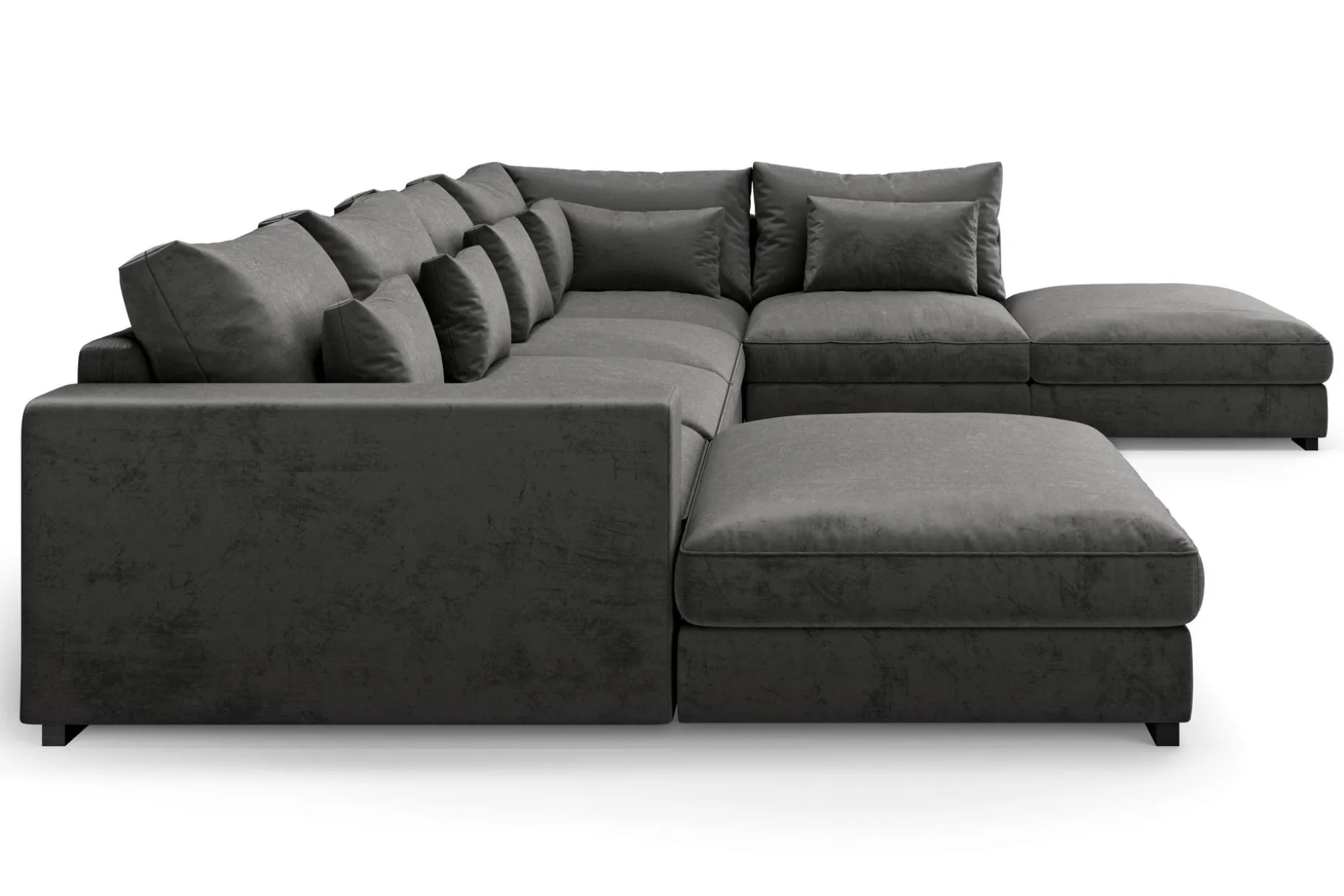 Dubai stor U-sofa modul med divan venstre fløyel ekstra dyp