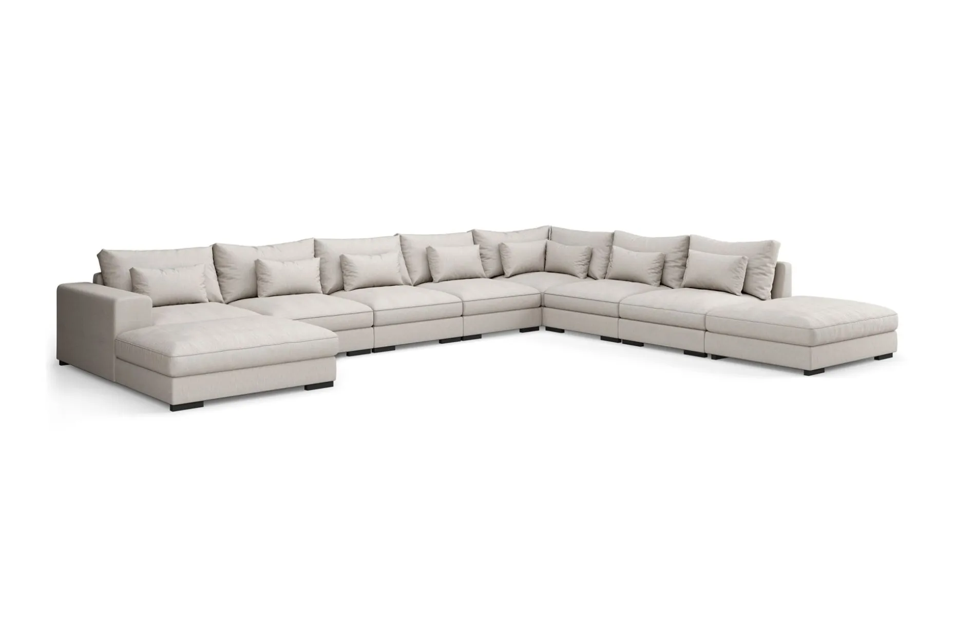 Dubai U-modulsofa Large med divan venstre ekstra dyp