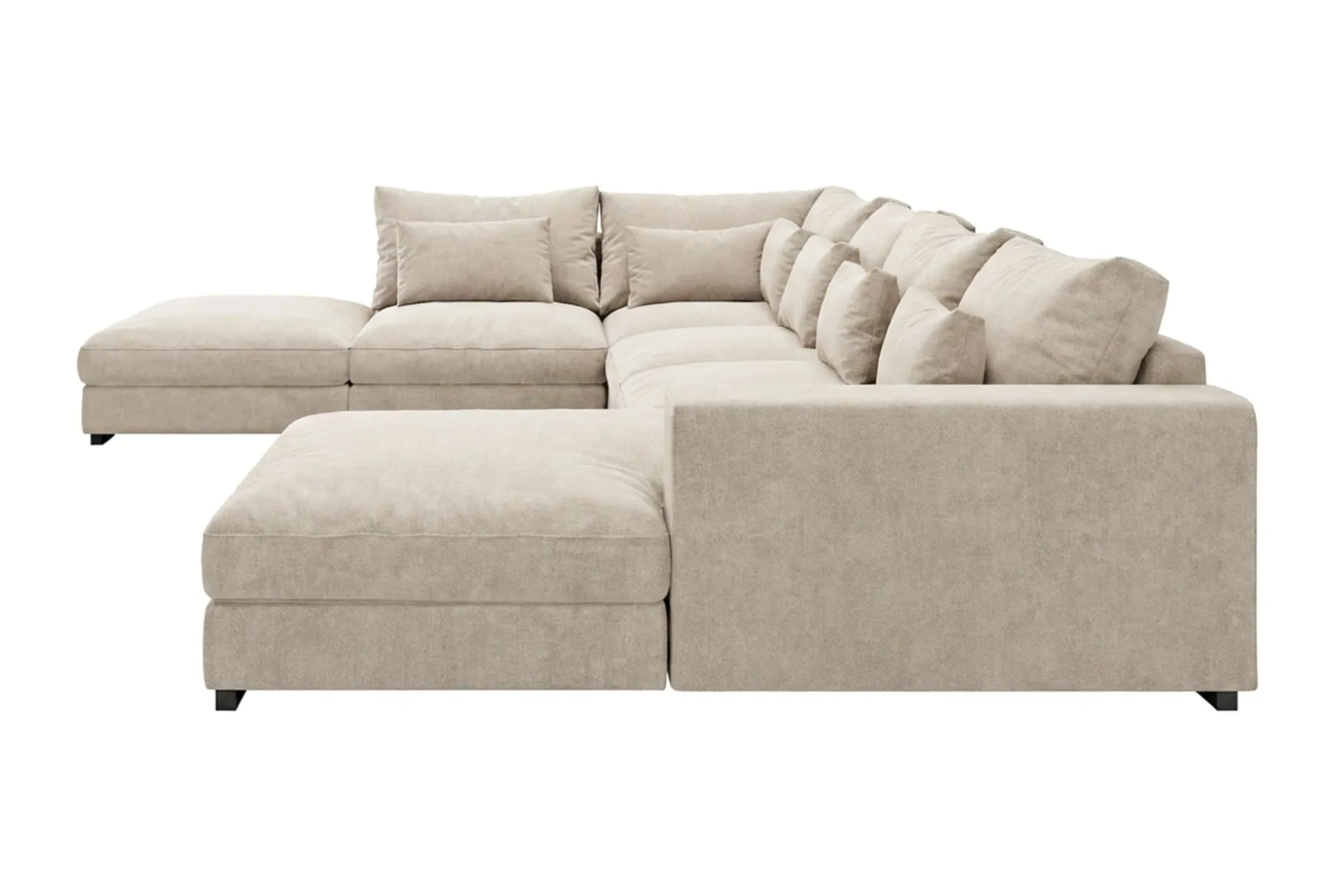 Dubai U-modulsofa med divan høyre ekstra dyp i Chenille