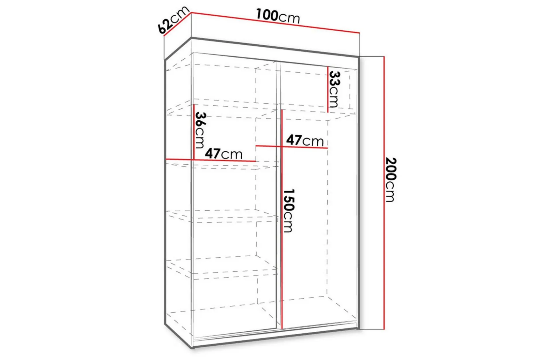 Dunkra Garderobe med Speil LED-belysning Blå 100 cm