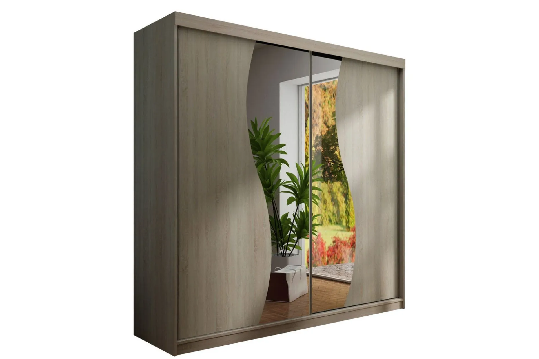 Dunkra Garderobe med Speil LED-belysning Blå 200 cm Bue
