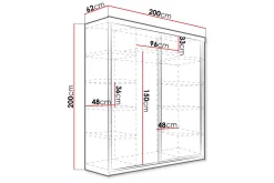 Dunkra Garderobe med Speil LED-belysning Blå 200 cm Bue