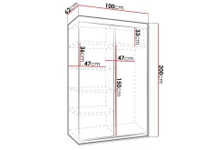 Dunkra Garderobeskap Med Speil 100x200 cm