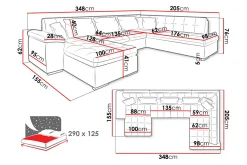 Dynir Sofa med Sjeselong og Divan 4-seter