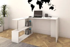 Elegancia Skrivebord 130 cm med Oppbevaringshyller L-form