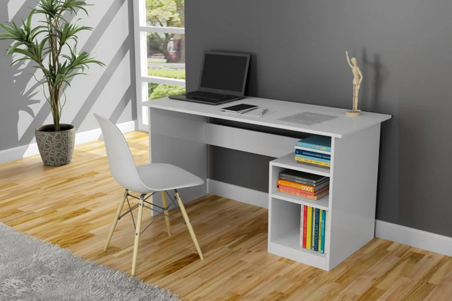 Elegancia Skrivebord 120 cm med Oppbevaring 2 Hyller